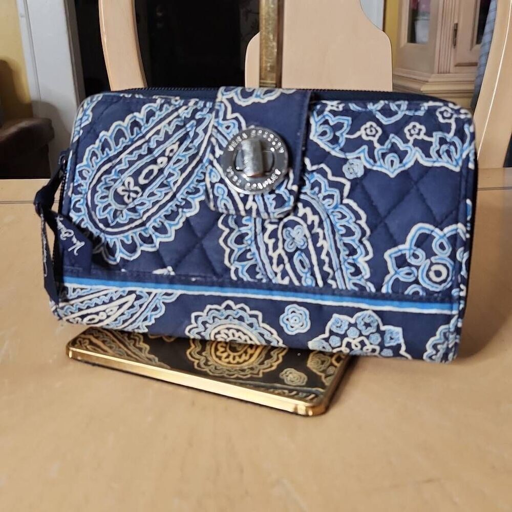 Vera Bradley blue paisley zip around wallet